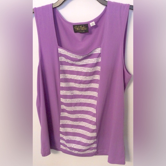 Bob Mackie lavender white blouse size medium - Picture 3 of 5